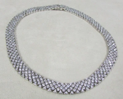 Beautiful Bling CZ and Sterling Silver Collar Necklace + Foto 1 de 4
