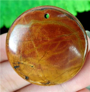 36x6mm Natural Brown Picasso Jasper Round Pendant Bead HL81037 - Picture 1 of 1