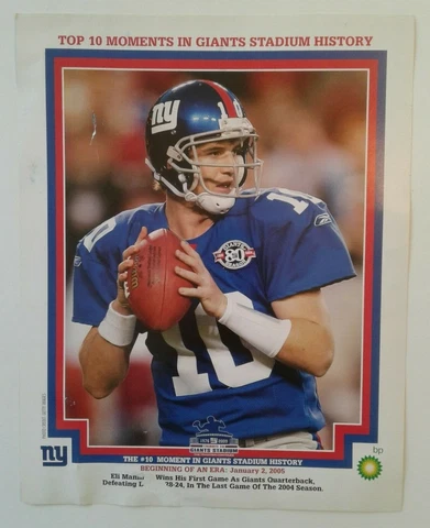 New York Giants Top 10 Moments In Stadium History Poster 12x9.5 Eli Manning NFL Cover