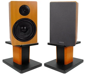 (2) Rockville RockShelf 68C Wood 6.5" Home Bookshelf Speakers+8" Wood Stands - Picture 1 of 8