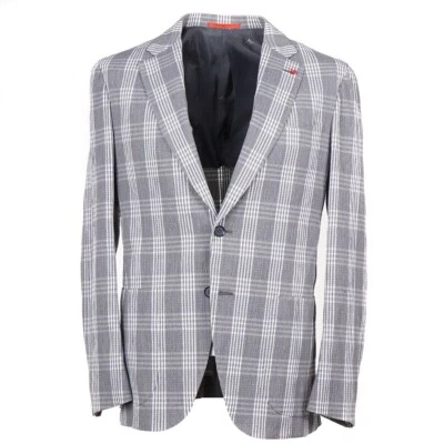 Abrigo deportivo Isaia regular-fit gris a cuadros ligero algodón Seersucker 40R nuevo con etiquetas Foto 1 de 4