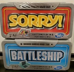 Hasbro Road Trip Series BATTLESHIP & SORRY- Portable Case Travel Game New/Sealed - Picture 1 of 3