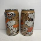2 RARE Vintage A&W Aluminum Full Root Beer Cans 12 oz  Snoopy Joe Cool Peanuts