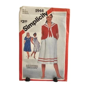 Simplicity 5944 Maternity Dress Unlined Jacket 1980s INSTRUCTIONS ONLY - Picture 1 of 4