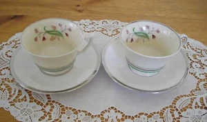 Vintage Syracuse China CORALBEL Old Ivory Teacups + COUNTESS Saucers ~Set of 2 - Picture 1 of 11