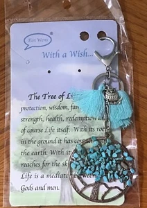 "Tree of Life" Tassel Keychain or Bag Charm in TURQUOISE - Picture 1 of 1