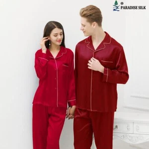Lujoso conjunto de ropa de dormir de seda para parejas, pijamas y pantalones de manga larga, cómodo... - Imagen 1 de 15
