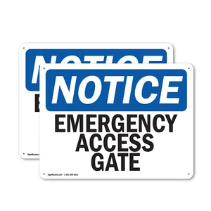 (2 Pack) Emergency Access Gate OSHA Notice Sign Decal Metal Plastic - Picture 1 of 22