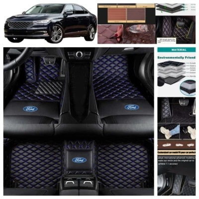 Fit For Ford Taurus 2010-2019 Car Floor Mats Leather Waterproof Carpets Custom - Imagem 1 de 4