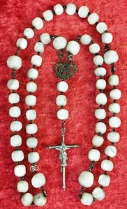 LARGE MOTHER-OF-PEARL AND SILVER ROSARY. SPAIN. XIX CENTURY - Picture 1 of 1