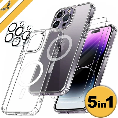 Magsafe Hülle für iPhone 17 16 15 14 13 12 11 Pro Max 2x Panzerfolie Kameraglas - Bild 1 von 4