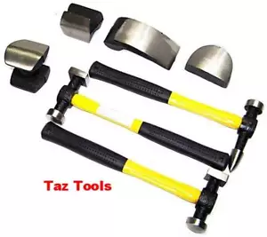 7 pcs Body Fender Auto Dent Repair Tool Kit Hammer Dolly Fiberglass Handle Tools - Foto 1 di 3
