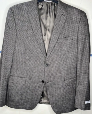 Alfani Men's Slim-Fit Brown Black Mini-Check Suit Jacket 44R New - Image 1 of 4