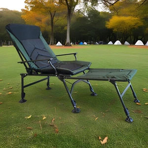 Sillón de Camping con Reposapiés Desmontable Respaldo Ajustable Silla de Playa - Imagen 1 de 12