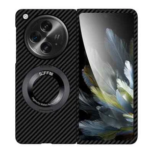 Matte Carbon Fiber Grain Magsafe Case For OnePlus OPEN Metal Ring Holder Cover - Picture 1 of 30