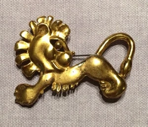 Broche Vintage Retro Caprichoso Figura León Dorado Pin-Estate - Imagen 1 de 3