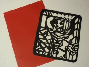 Vintage Punze geprägte König Spielkarte Notizkarte entworfen von Joseph Lorusso - Bild 1 von 6