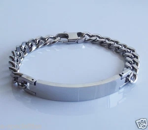 Herren 8,5" Kettenglied ID Edelstahl Armband Motorrad Biker 7 - Bild 1 von 3