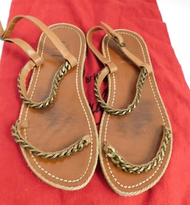 Christian Louboutin Sandalias Planas Alpargata Cadena Muy Chic Cuero Marrón 37 Foto 1 de 3
