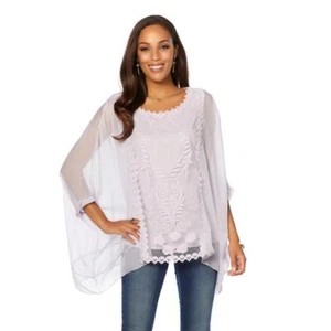 Colleen Lopez Chiffon Poncho Top with Embroidery (594636-K1) - Picture 1 of 2