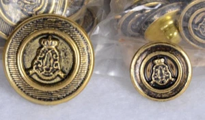 2 Beutel = 108 antike Gold Messing KRONE & WAPPEN Knöpfe 5/8 Zoll D & 3/4 Zoll - Bild 1 von 4