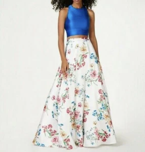 City Studio Womens 2 Piece Satin & Floral-Print Ball Gown Top & Skirt Size 3 - Picture 1 of 11