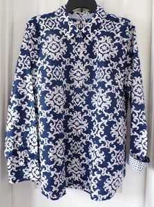 NWT NEW SUMMER TALBOTS SIZE XL MEDALLION MODERN COTTON CLASSIC SHIRT NAVY 89.50 - Picture 1 of 9