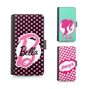 Personalised Phone Case For Apple iPhone 16, 15 Pink Polka Dot PU Leather Cover - Picture 1 of 13