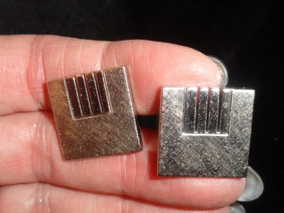 Gemelos cuadrados brillantes y cepillados de ley vintage para hombre Foto 1 de 2