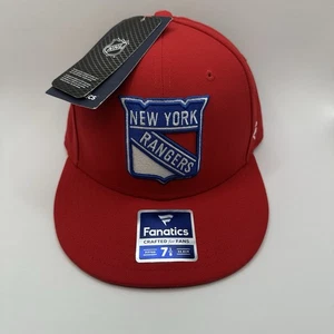 New York Rangers Fanatics NHL rot Kern Primär Logo eng anliegende Mütze Größe 7 1/8 neu mit Etikett - Bild 1 von 5