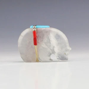 NATIVE AMERICAN ZUNI FLUORITE FETISH BEAR BY TODD WESTIKA - Picture 1 of 8