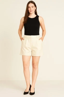 Banana Republic Ivory Wool Shorts Women’s Pleated Front Dressy Career Size 8 - Image 1 of 4