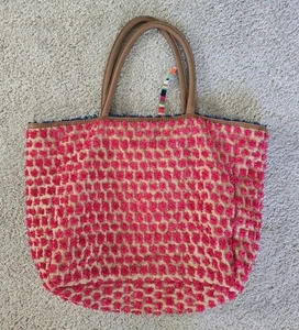 Miss Albright Anthropologie Womens Colorful Pink Tote /shoulder Bag Purse - Picture 1 of 8