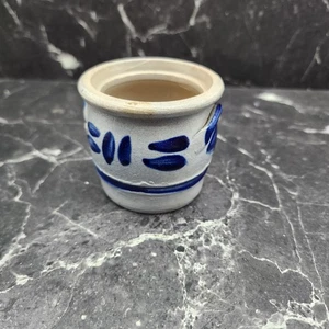 Salzglasur Topf klein handbemalt blau Design 2,5" - Bild 1 von 12