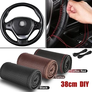 DIY Genuine Leather Steering Wheel Cover with Needle & Thread - Universal - Picture 1 of 25