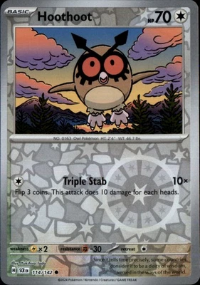 Hoothoot Reverse Holo Common SV07: Stellar Crown 114/142 NM - Image 1 of 2