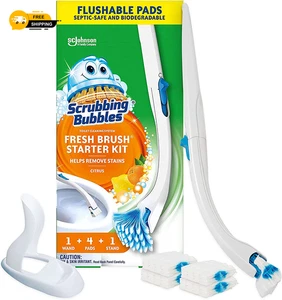 Scrubbing Bubbles Fresh Brush Toilet Bowl Cleaning System Starter Kit Citrus - Picture 1 of 7