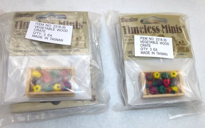 6-Timeless Mini by Darice Wood Crate Fresh Fruit written on front 1.25" x 1.3" - Image 1 of 4