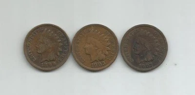 CENTAVOS CABEZA INDIA 1889, 1890, 1893 - LOTE DE 3 BONITAS MONEDAS Foto 1 de 2