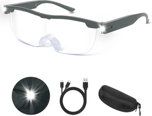 Hands Free Head Magnifier Glasses - 300% Magnification LED Light USB - Picture 1 of 7