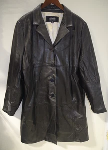 10B Wilson's Leather Pelle Studio Black Fine Soft Leather Coat Buttons 2X - Bild 1 von 12