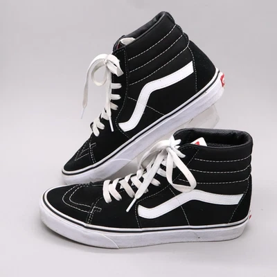 Tênis de skate Vans Sk8-Hi feminino 10.5 masculino tamanho 9 preto branco - Imagem 1 de 4