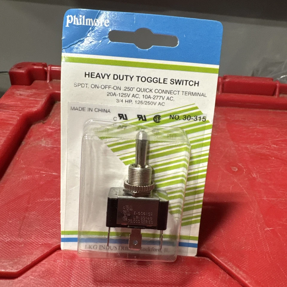 Heavy Duty AC Toggle Switch ON-OFF-ON , 20A 125V Philmore 30-315 - Image 1 of 2