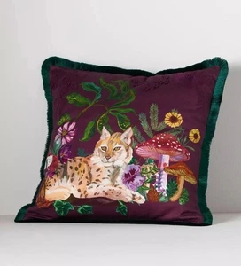 Nathalie Lete Anthropologie Samtkissen Pflaume Luchs Marais 20" Quadrat Neu mit Etikett - Bild 1 von 5
