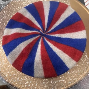 Vintage Le Beret Francais France Wolle One Size ROT WEISS BLAU GESTREIFT - Bild 1 von 4