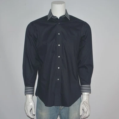 Mint PAUL FREDRICK Tailored Fit Non Iron Black Cotton Dress Shirt Sz 15.5 - 32 - Image 1 of 4