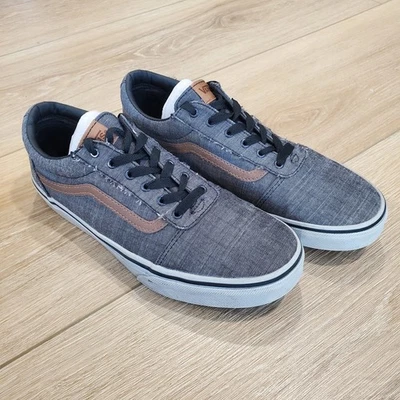 Vans Ward Zapatillas bajas Gris Marrón Negro Lona Zapatos de Skate EE. UU. Juventud 7 Encajes Foto 1 de 4