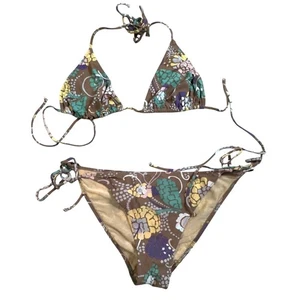 Missioni Swim 42/6 Triangel String Bikini Badeanzug Blumenmuster mehrfarbig braun - Bild 1 von 6