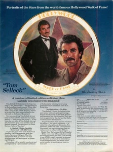 Magazine Print Ad DANBURY MINT 1990 Tom Selleck Walk of Fame Plate 23kt Magnum - Picture 1 of 1