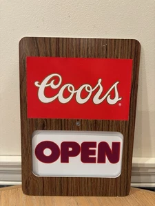 Vintage 1985 Coors Beer Türschild OPEN CLOSED THANK YOU doppelseitig WERBUNG - Bild 1 von 8